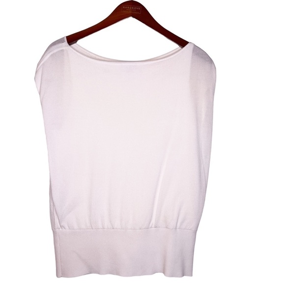 WORTH New York Double Layer Sleeveless Knit Banded Hem Top Size Medium in White - Picture 6 of 13